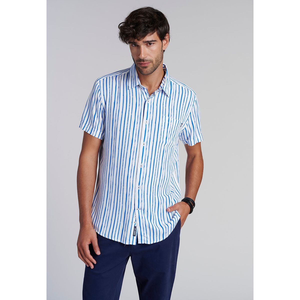 FEROUCH - Camisa Listada Dallas  F Azul Ferouch