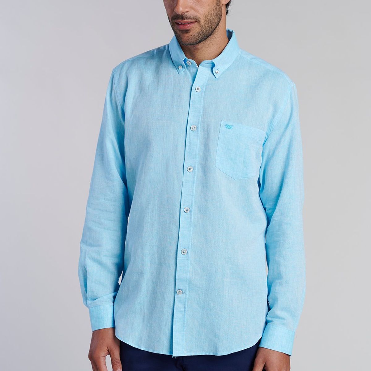 FEROUCH - Camisa Sport Lino F Celeste Ferouch