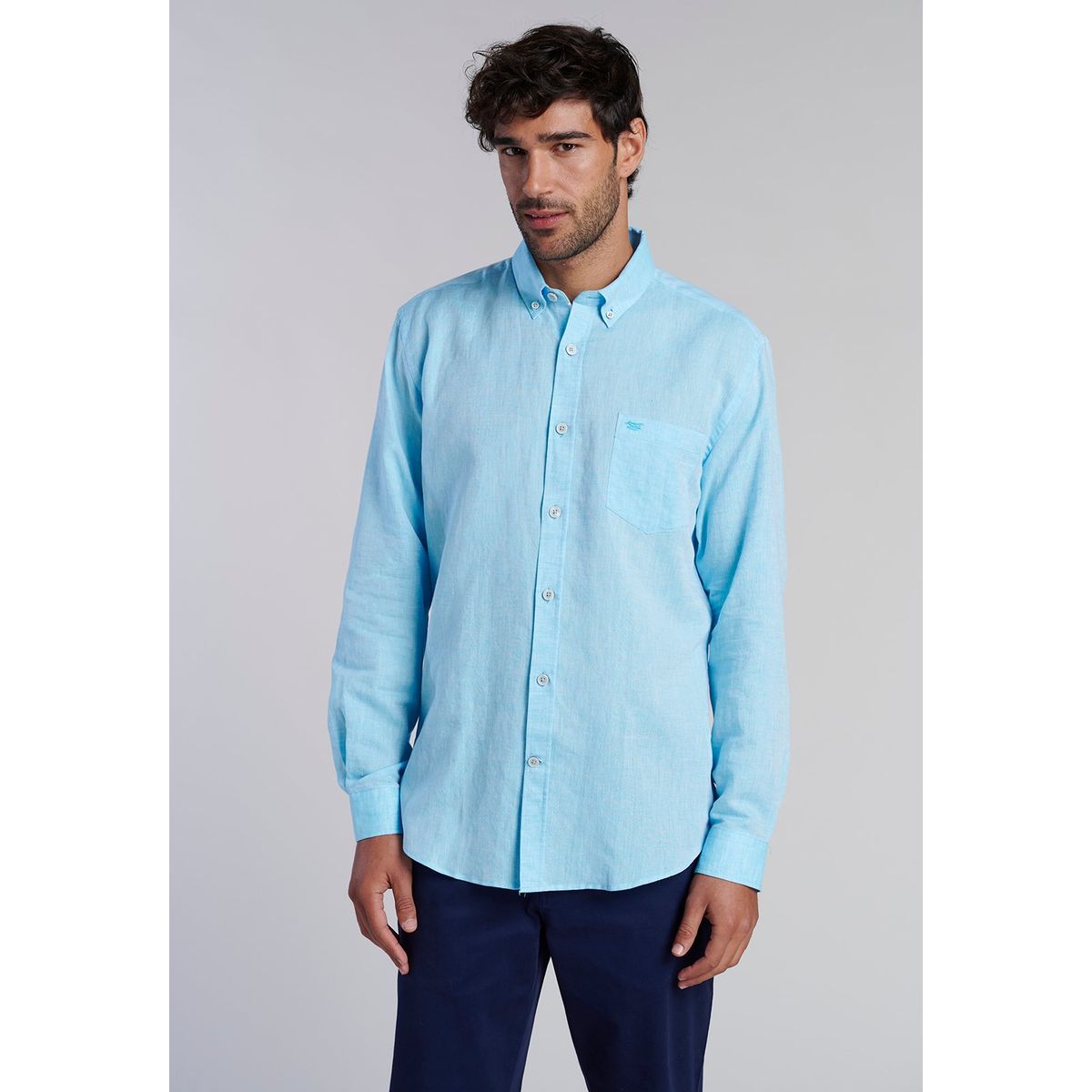 FEROUCH - Camisa Sport Lino F Celeste Ferouch