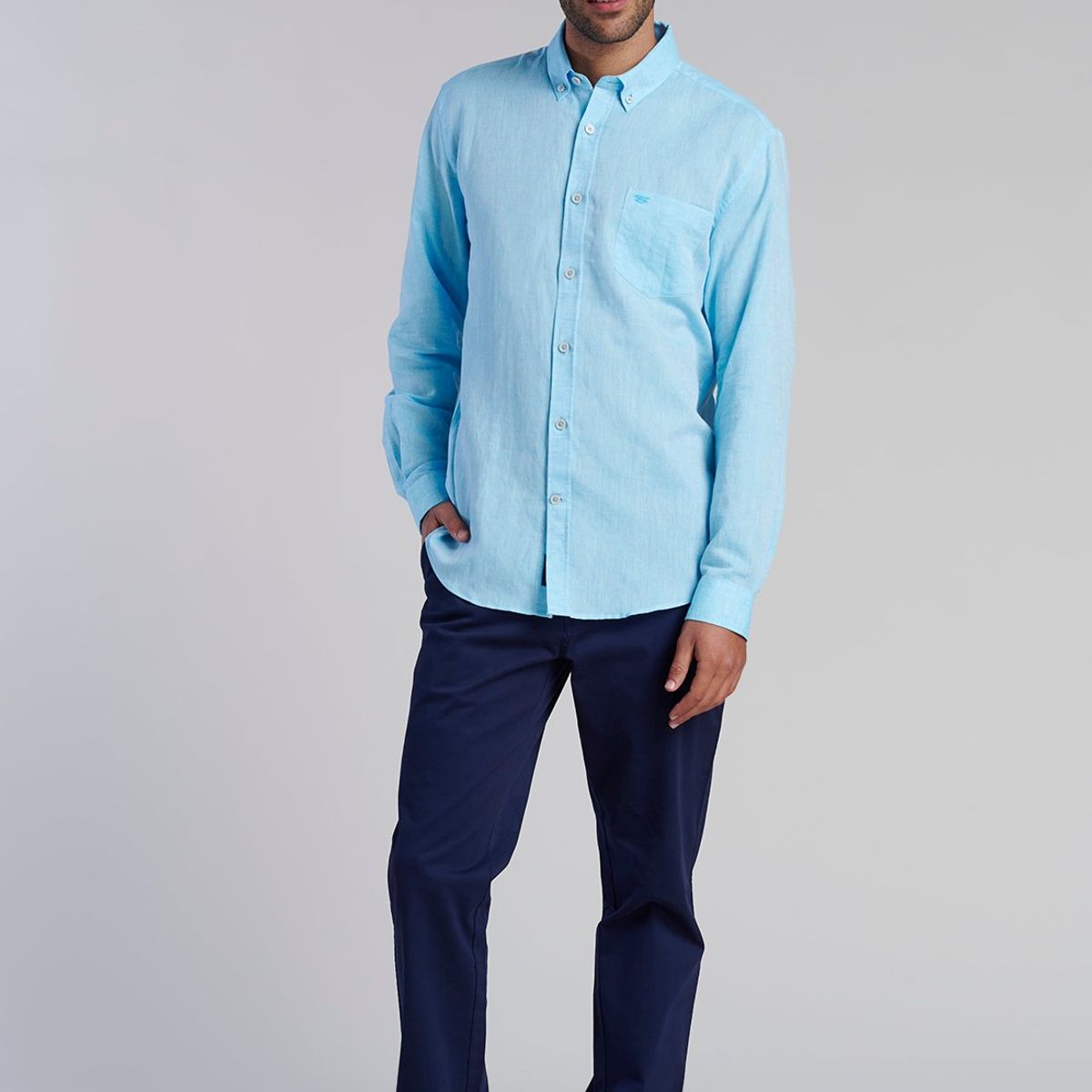 FEROUCH - Camisa Sport Lino F Celeste Ferouch