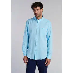 FEROUCH - Camisa Sport Lino F Celeste