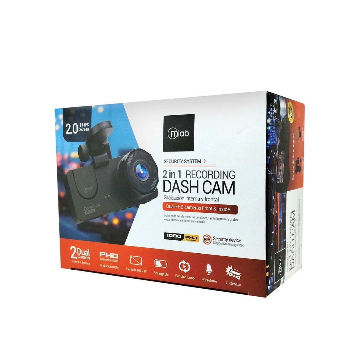 MLAB - Camara Auto 2 en 1 Dash cam DVR FHD Mlab 1080P
