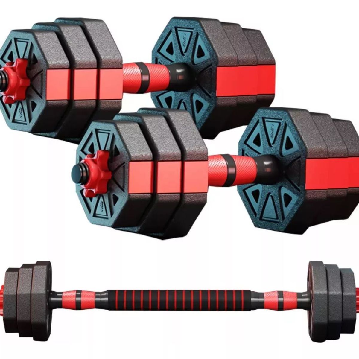 GENERICO - Set Mancuernas Y Barra Unibles 20kg Fitness Pesas Ajustables