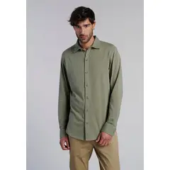FEROUCH - Camisa Jersey Garment Dyed F Verde