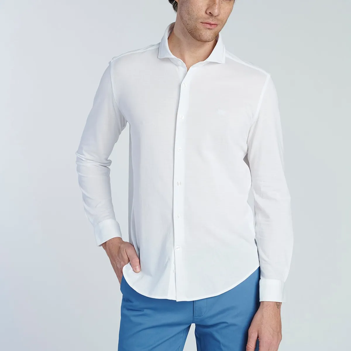 NEW MAN - Camisa Manchest Blanco New Man