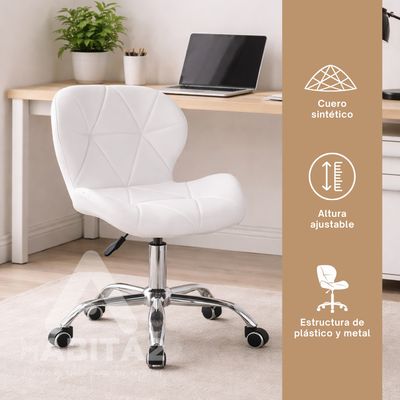 Imagen 2 del producto Silla de escritorio blanca ejecutiva ergonómica mariposa