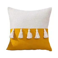 GENERICO - Pack 6 Funda Para Cojín Mitad Pompones 45x45 Naranja