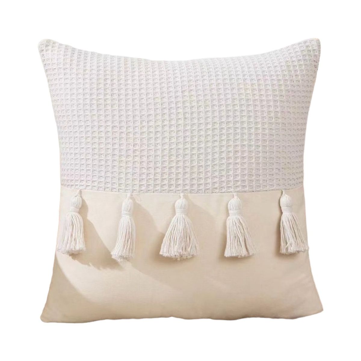 GENERICO - Pack 2 Funda Para Cojín Mitad Pompones 45x45 Blanco