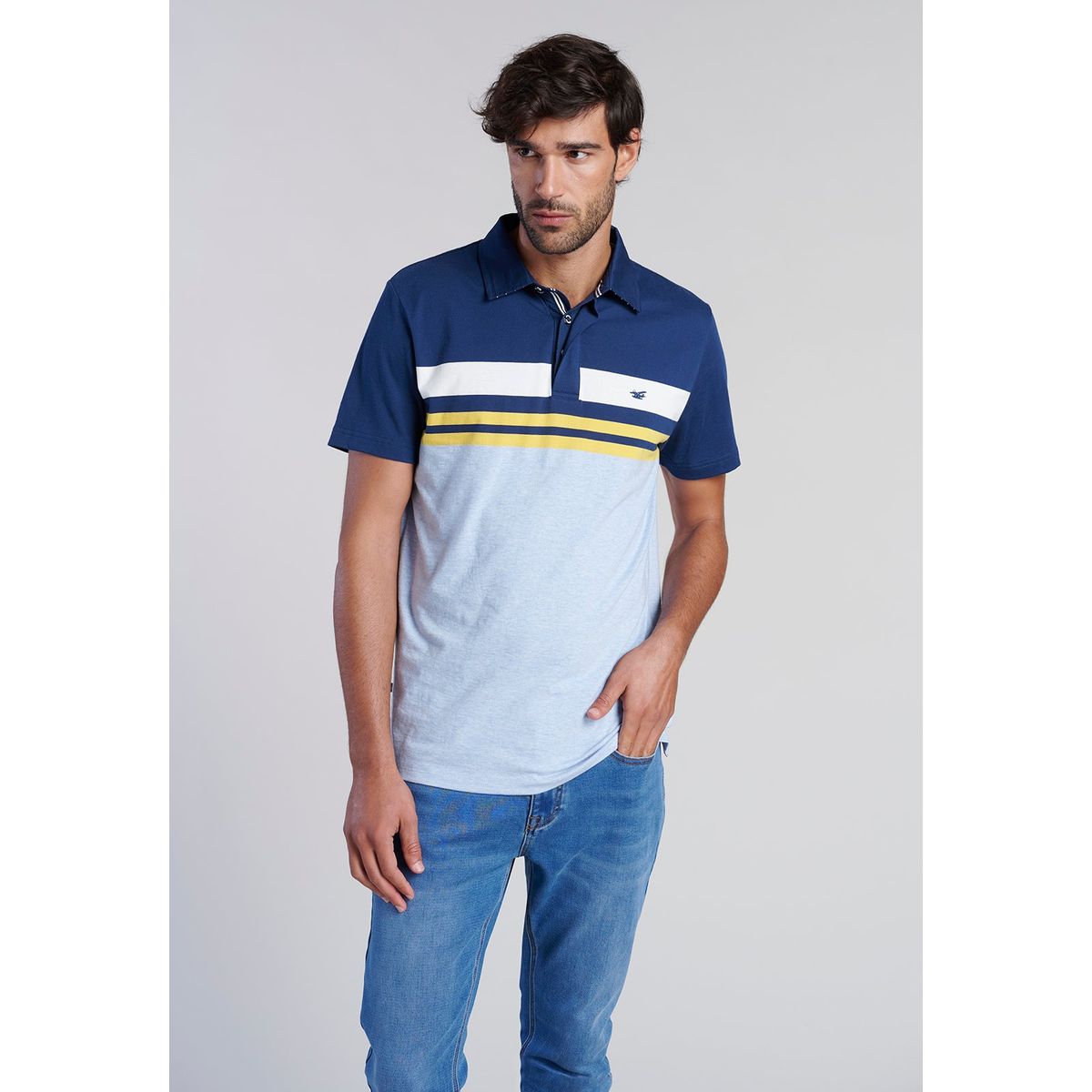 FEROUCH - Polera Polo Rayas Chicago Azul Ferouch