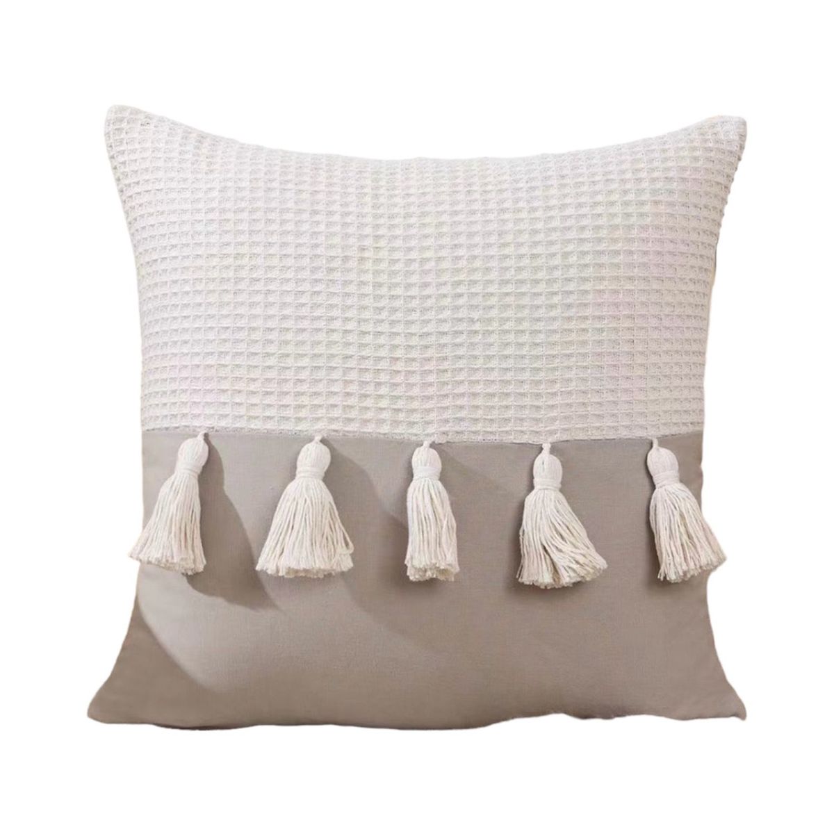 GENERICO - Pack 2 Funda Para Cojín Mitad Pompones 45x45 Gris