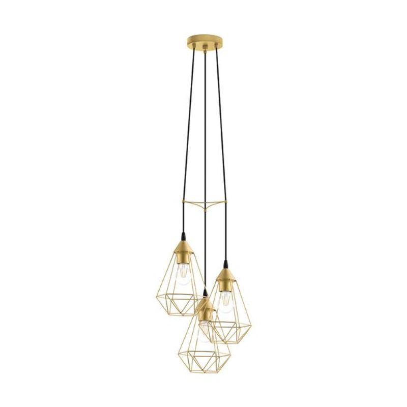 EGLO - Lámpara Colgante Byron Acero Dorada E27 3x60W E27 Cod. 79262
