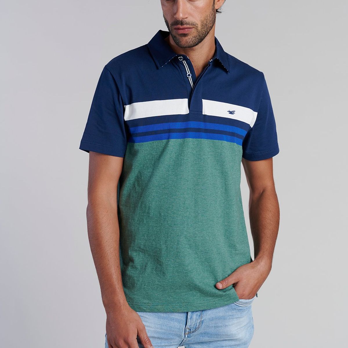 FEROUCH - Polera Polo Rayas Chicago Verde Ferouch