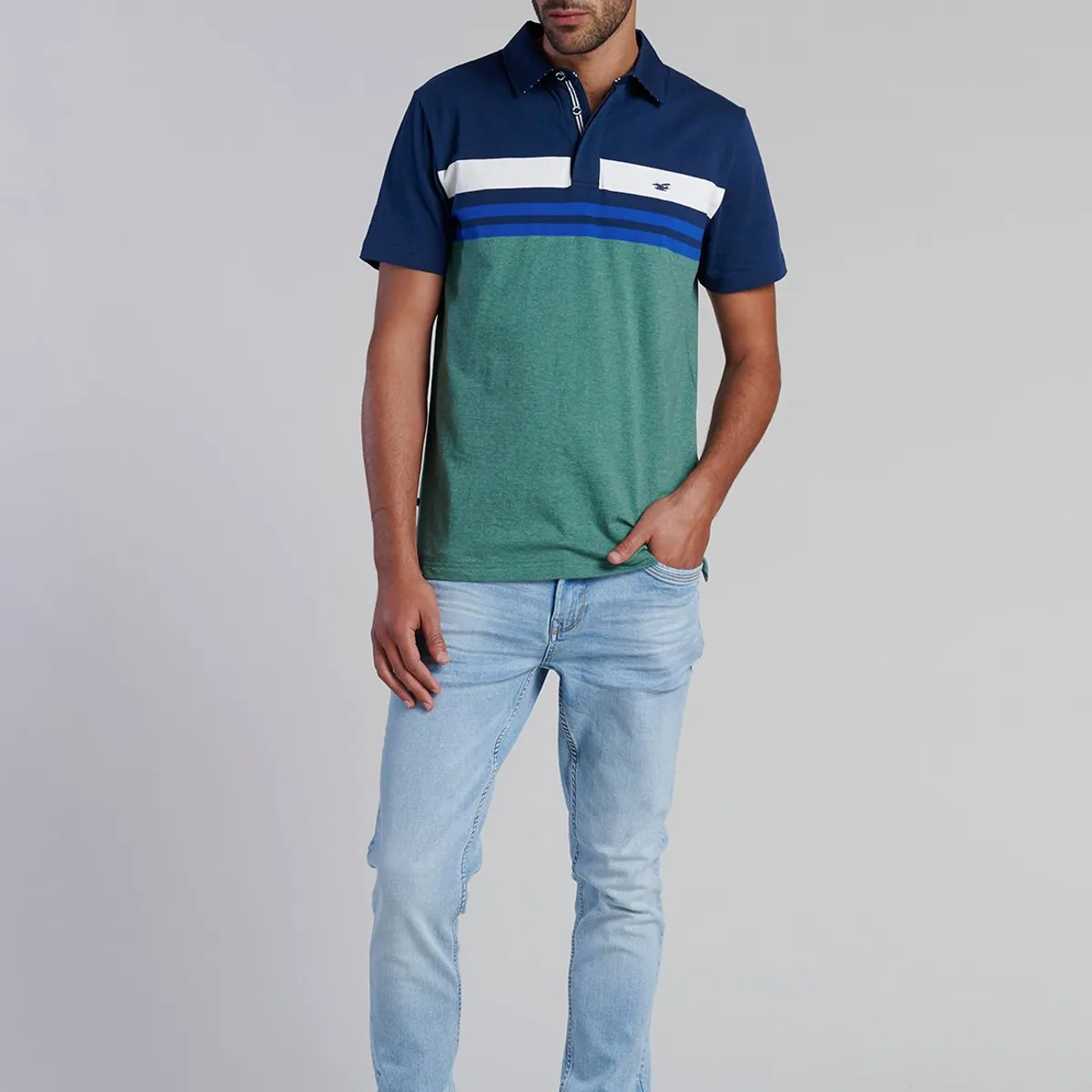 FEROUCH - Polera Polo Rayas Chicago Verde Ferouch