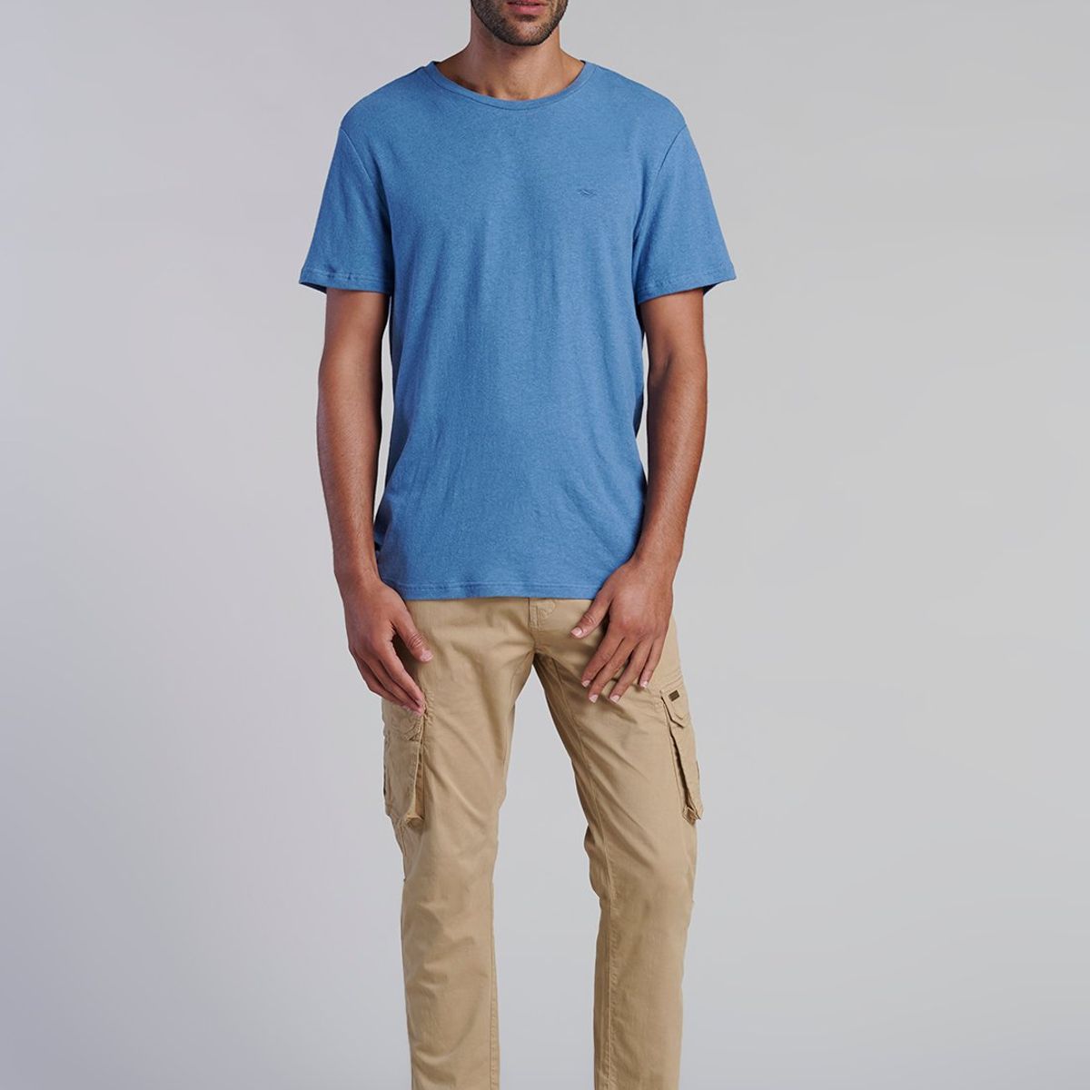 FEROUCH - Polera Lino Albany Celeste Ferouch