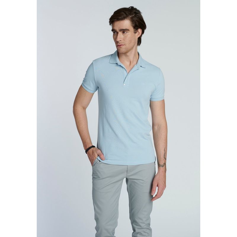 NEW MAN - Polo Comillas Celeste New Man