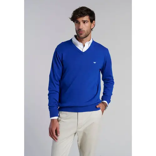 FEROUCH - Sweater V Neck Solido F Azul