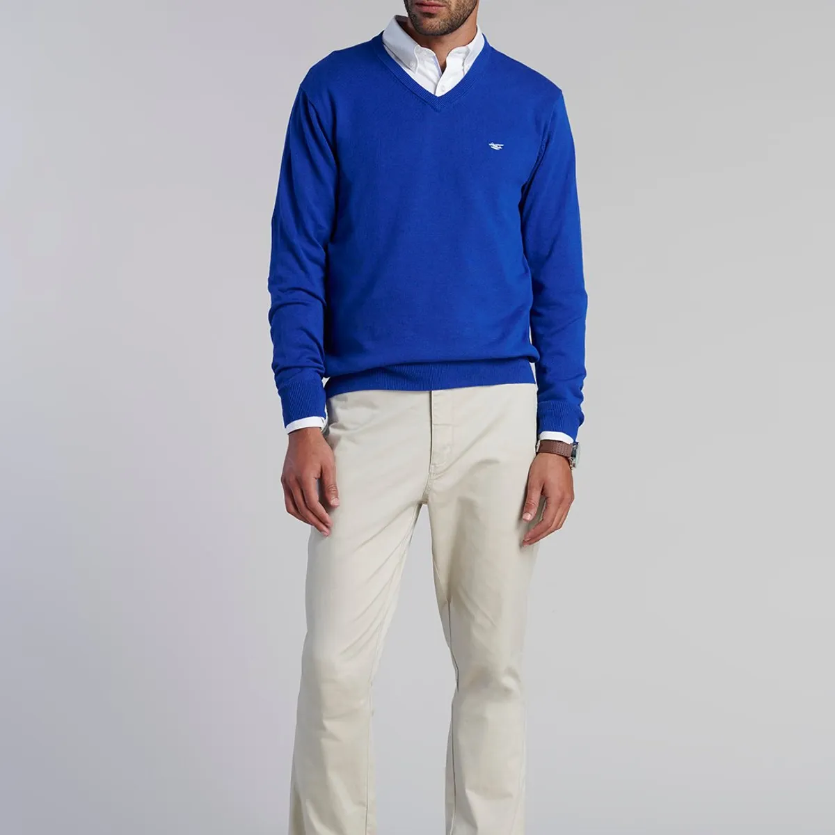 FEROUCH - Sweater V Neck Solido F Azul Ferouch