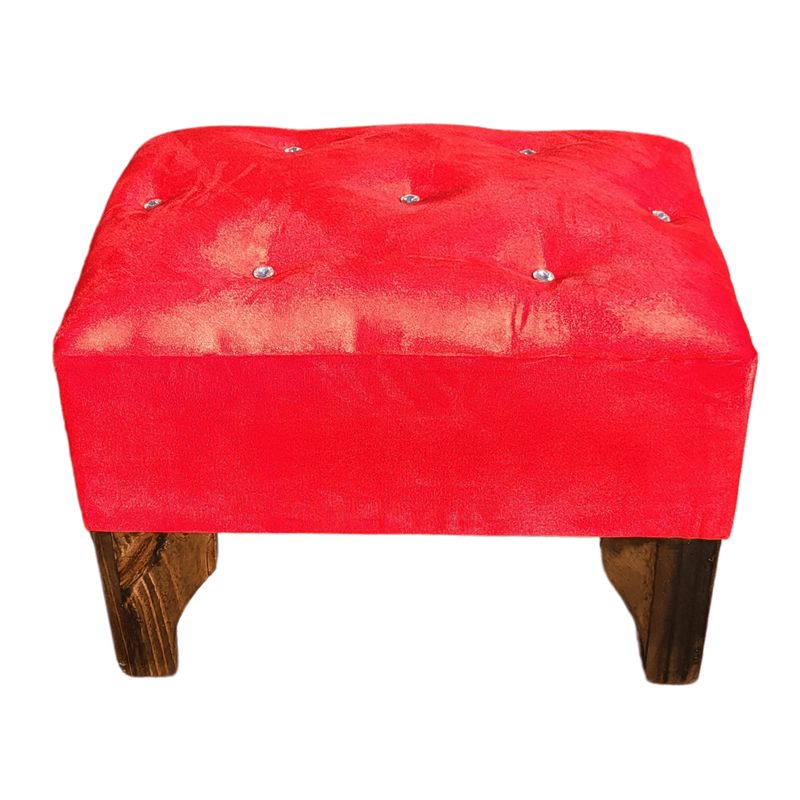 GENERICO - Banqueta Botón Diamante Rojo Felpa 60x40x40