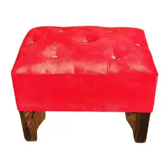 GENERICO - Banqueta Botón Diamante Rojo Felpa 60x40x40