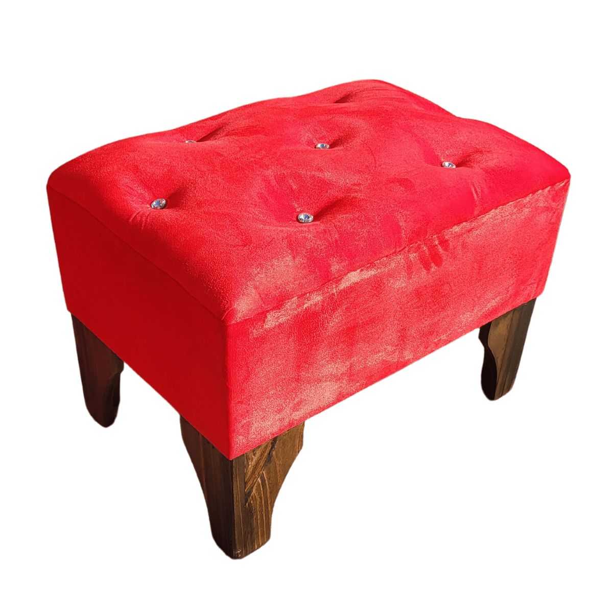 GENERICO - Banqueta Botón Diamante Rojo Felpa 60x40x40