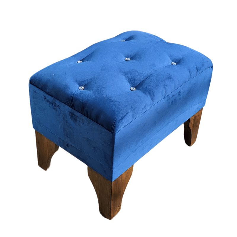 GENERICO - Banqueta Botón Diamante Azul Marino Felpa 60x40x40