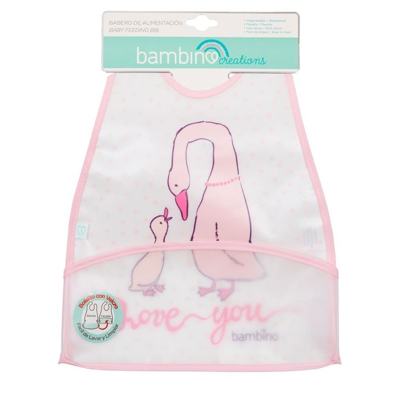 BAMBINO - Babero impermeable rosado para bebé
