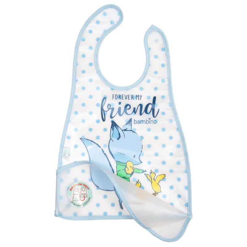 BAMBINO - Babero impermeable azul para bebé