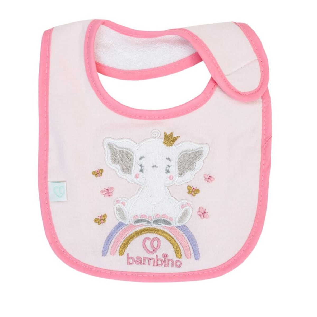 BAMBINO - Set 2 Baberos de Algodón Rosa elefante para bebé
