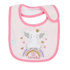 BAMBINO - Set 2 Baberos de Algodón Rosa elefante para bebé