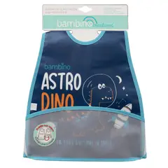 BAMBINO - Babero impermeable azul dinosaurio para bebé