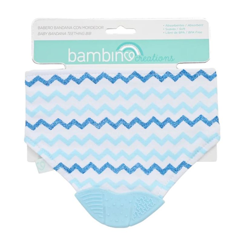 BAMBINO - Babero bandana azul con mordedor