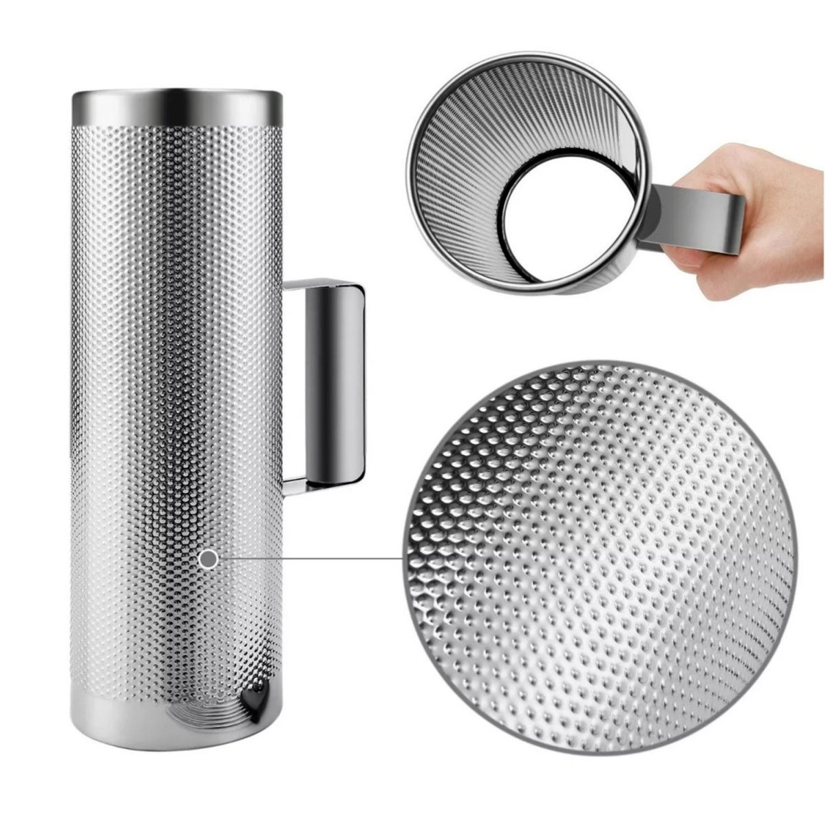 HENDRIX - Guiro 10x3 Pulgadas Color Plata + Cepillo - SC