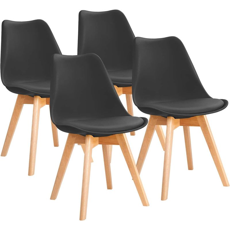 ITAHOME - SET DE 4 SILLAS DE COMEDOR TULIP NEGRO MADERA