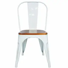 ITAHOME - SILLA DE COMEDOR MADERA METAL TOLIX BLANCO
