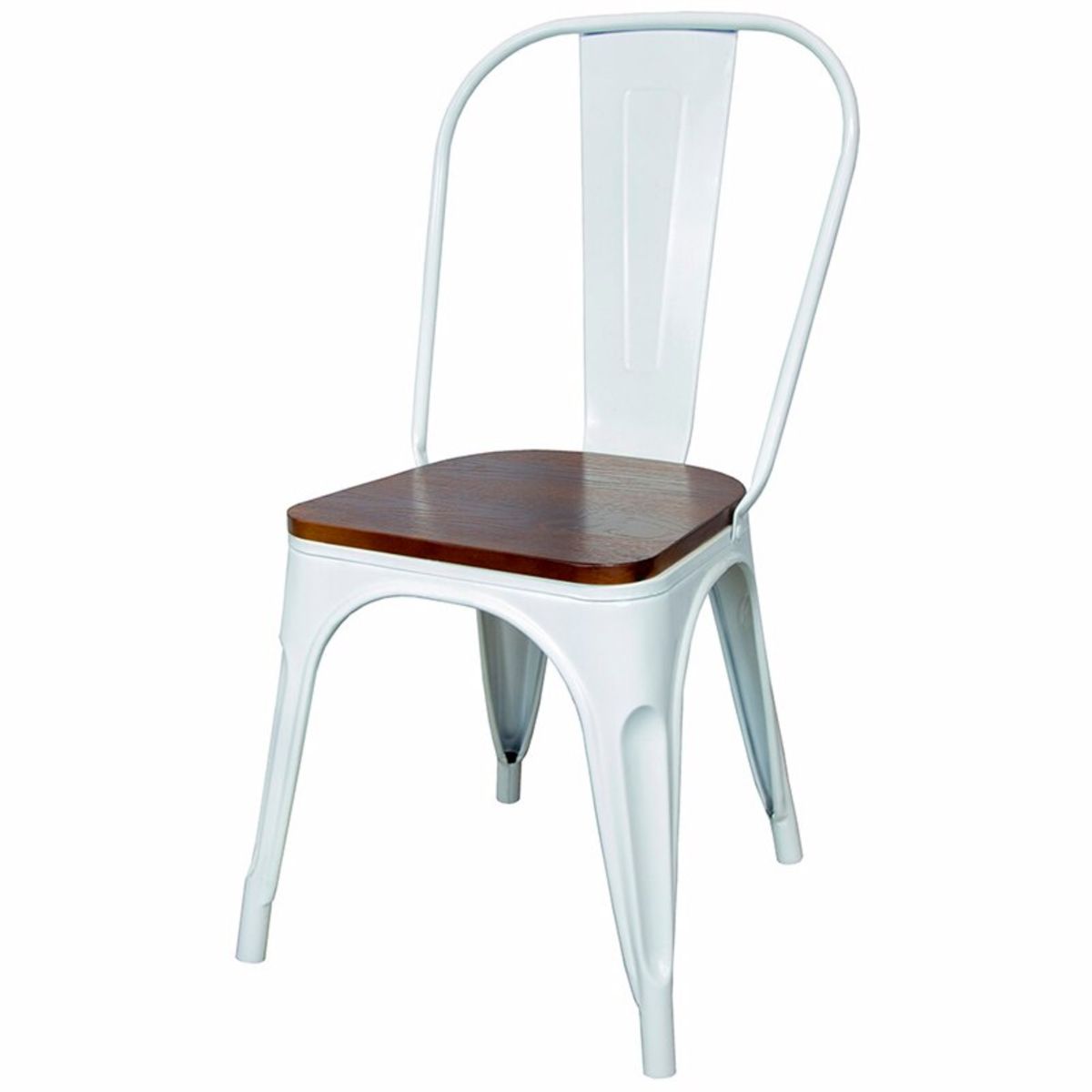 ITAHOME - SILLA DE COMEDOR MADERA METAL TOLIX BLANCO