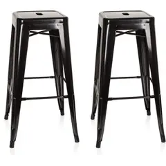 ITAHOME - SET DE 2 PISOS DE BAR METAL TOLIX NEGRO