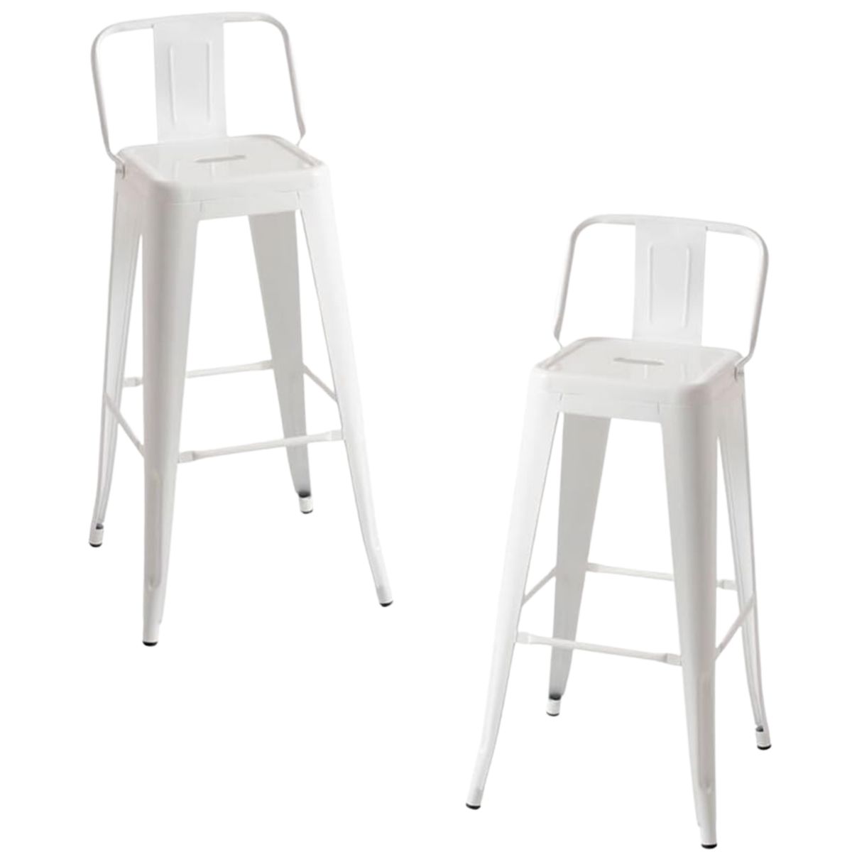 ITAHOME - SET DE 2 PISOS DE BAR METAL TOLIX BLANCO CRESPALDO