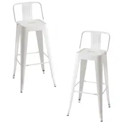 ITAHOME - SET DE 2 PISOS DE BAR METAL TOLIX BLANCO CRESPALDO