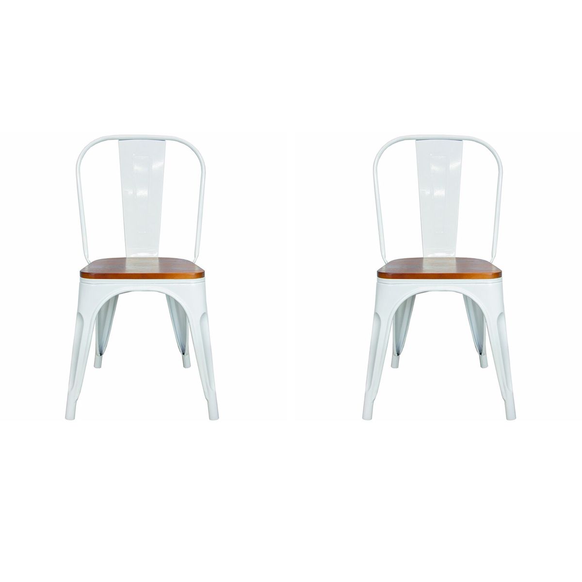 ITAHOME - SET DE 2 SILLAS DE COMEDOR MADERA METAL TOLIX BLANCO
