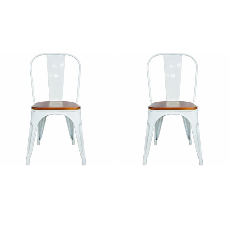 ITAHOME - SET DE 2 SILLAS DE COMEDOR MADERA METAL TOLIX BLANCO