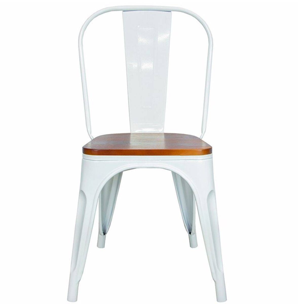 ITAHOME - SET DE 2 SILLAS DE COMEDOR MADERA METAL TOLIX BLANCO