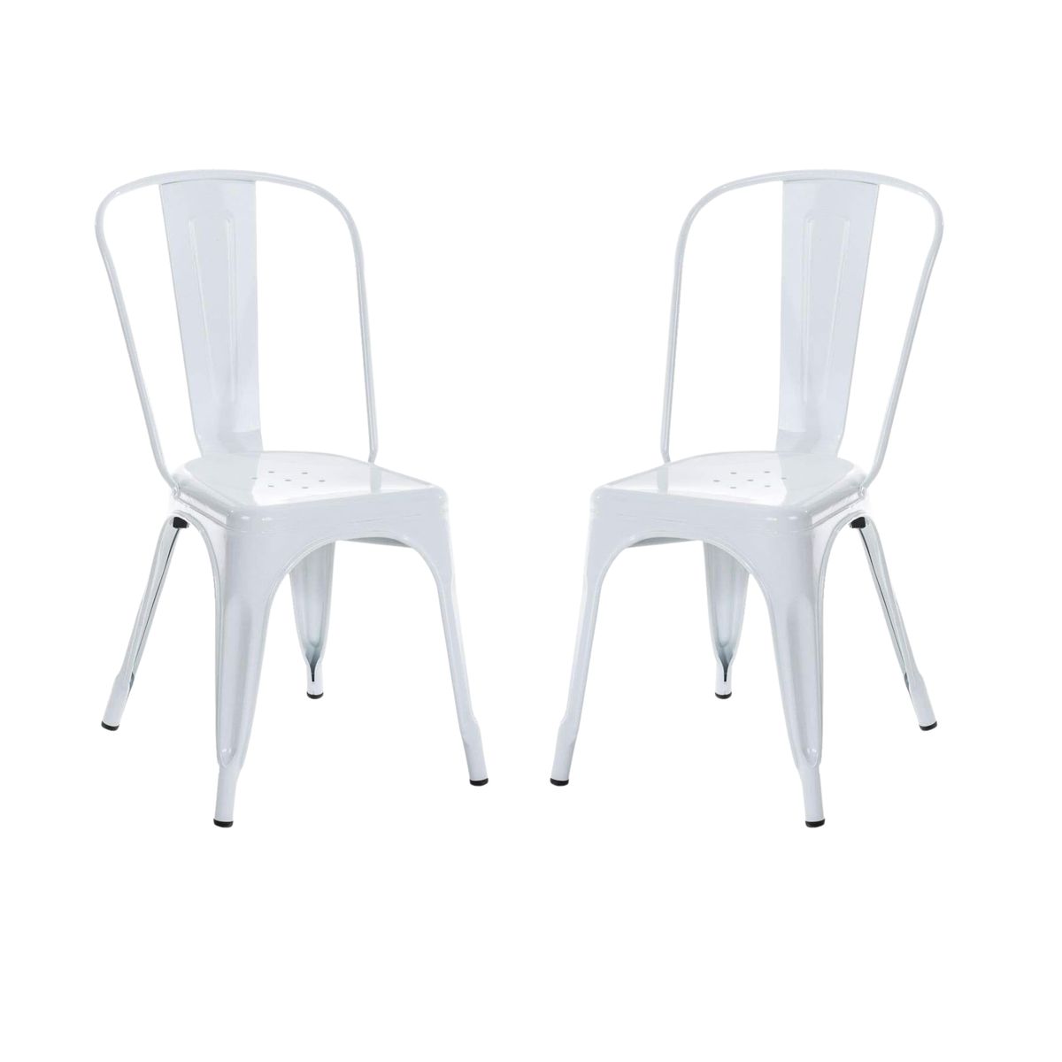 ITAHOME - SET DE 2 SILLAS DE COMEDOR METAL TOLIX BLANCO