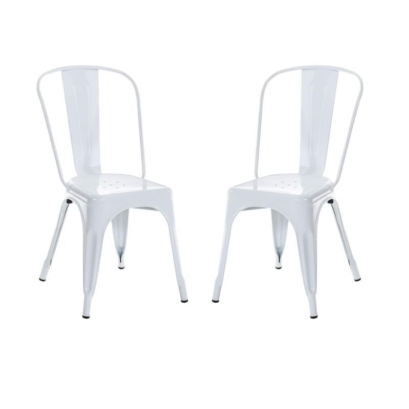 ITAHOME - SET DE 2 SILLAS DE COMEDOR METAL TOLIX BLANCO