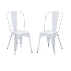 ITAHOME - SET DE 2 SILLAS DE COMEDOR METAL TOLIX BLANCO