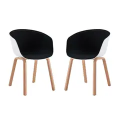 ITAHOME - SET DE 2 SILLAS DE COMEDOR NAPOLES NEGRO BLANCO