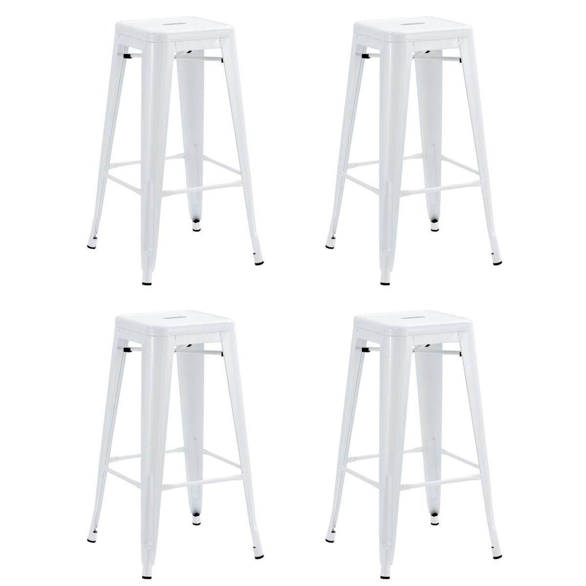 ITAHOME - SET DE 4 PISOS DE BAR METAL TOLIX BLANCO