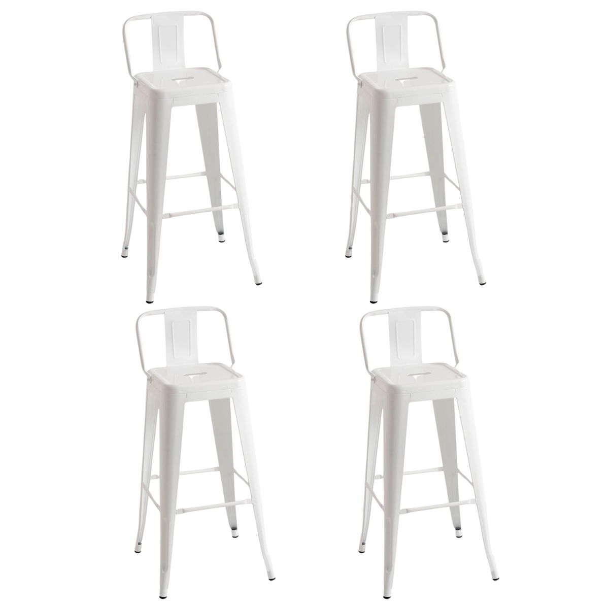 ITAHOME - SET DE 4 PISOS DE BAR METAL TOLIX BLANCO CRESPALDO