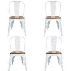 ITAHOME - SET DE 4 SILLAS DE COMEDOR MADERA METAL TOLIX BLANCO