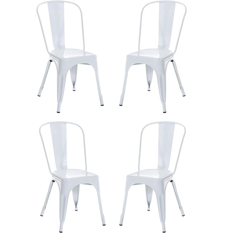 ITAHOME - SET DE 4 SILLAS DE COMEDOR METAL TOLIX BLANCO