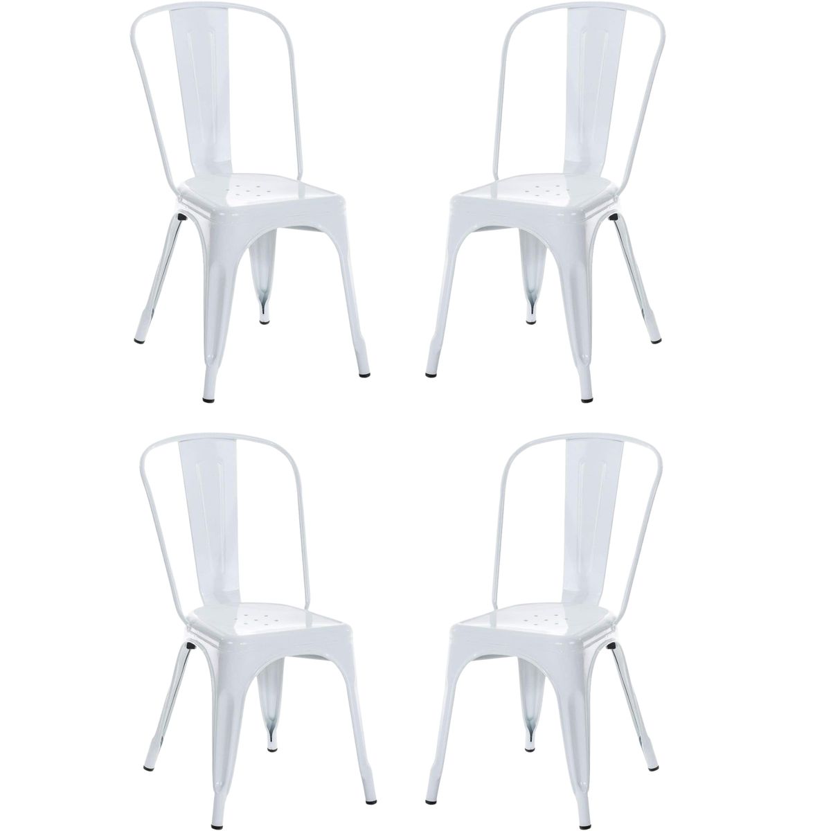 ITAHOME - SET DE 4 SILLAS DE COMEDOR METAL TOLIX BLANCO